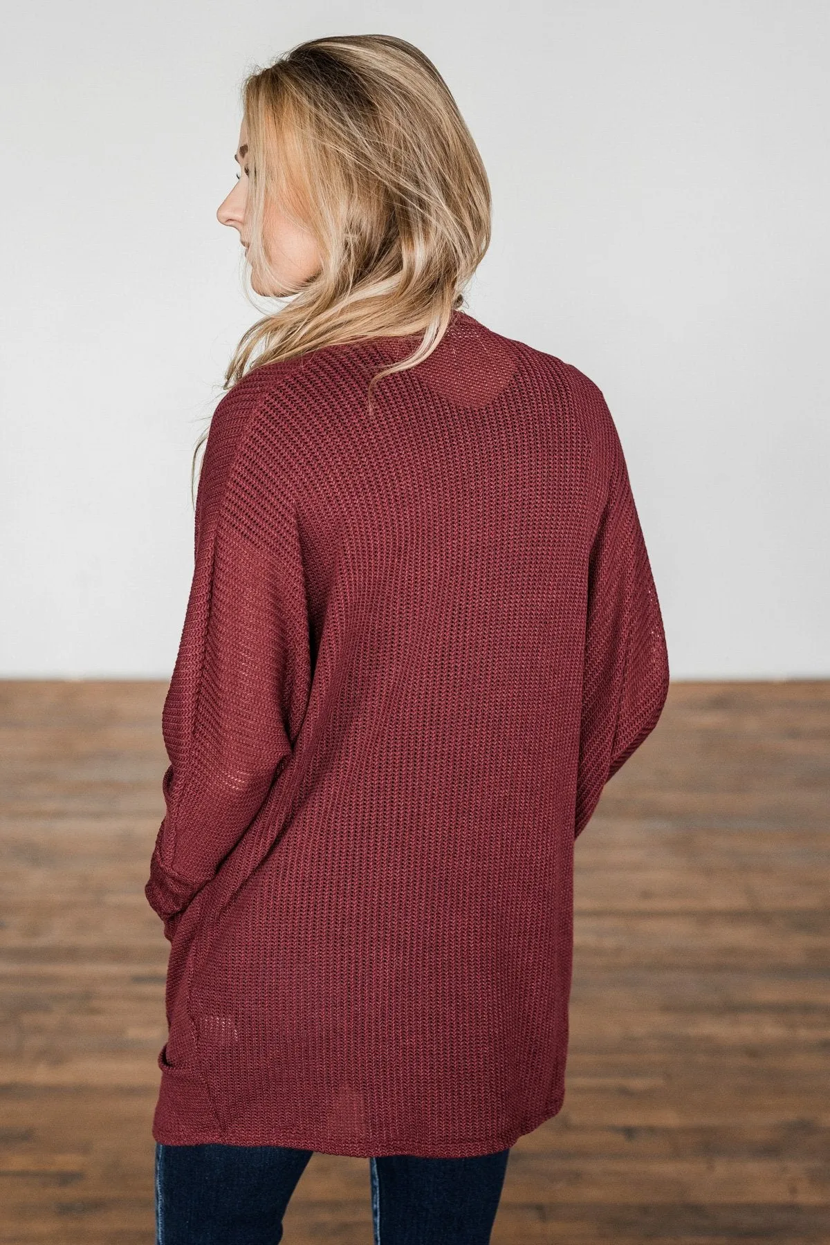 Sincerely Yours Knit Cardigan- Burgundy