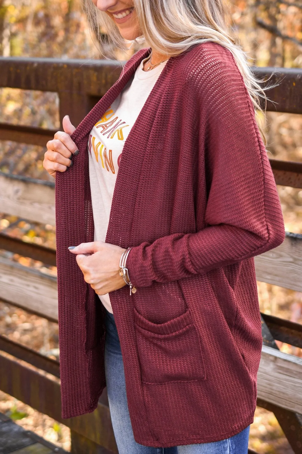 Sincerely Yours Knit Cardigan- Burgundy