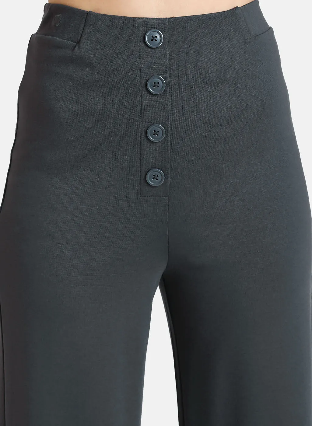 Straight Fit Trousers With Button Detail