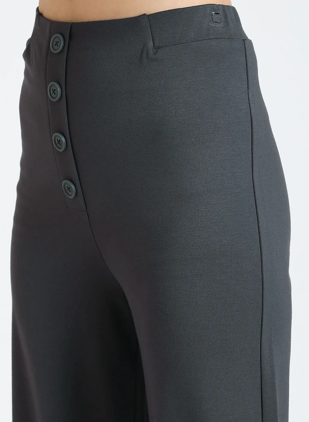 Straight Fit Trousers With Button Detail