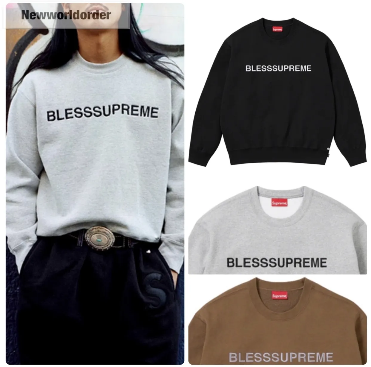 Supreme  |Crew Neck Pullovers Unisex Street Style Collaboration