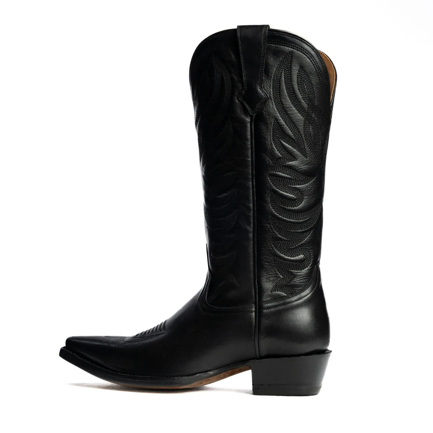 The Margaret | Women's Cowgirl Boot | Natural Grain Calfskin Leather | Obsidian