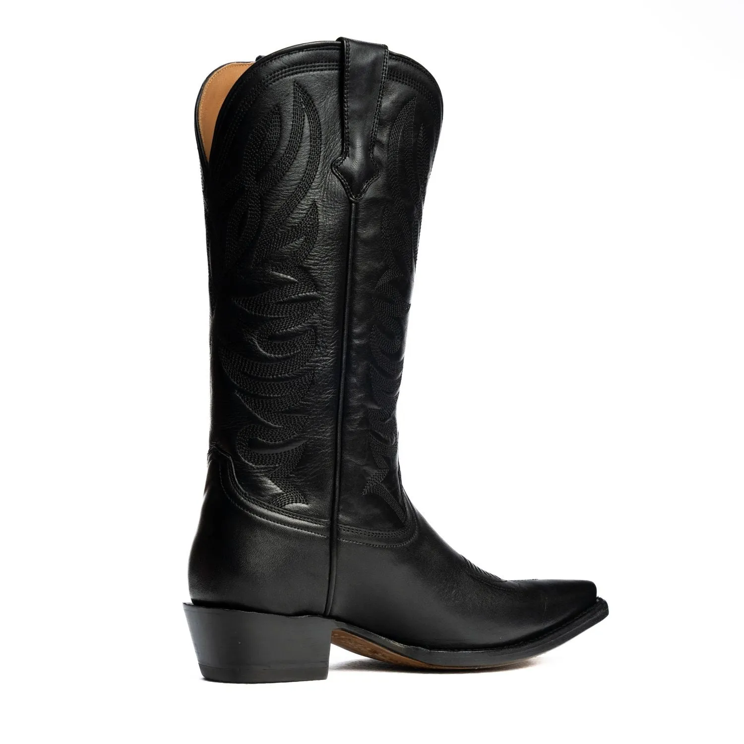 The Margaret | Women's Cowgirl Boot | Natural Grain Calfskin Leather | Obsidian