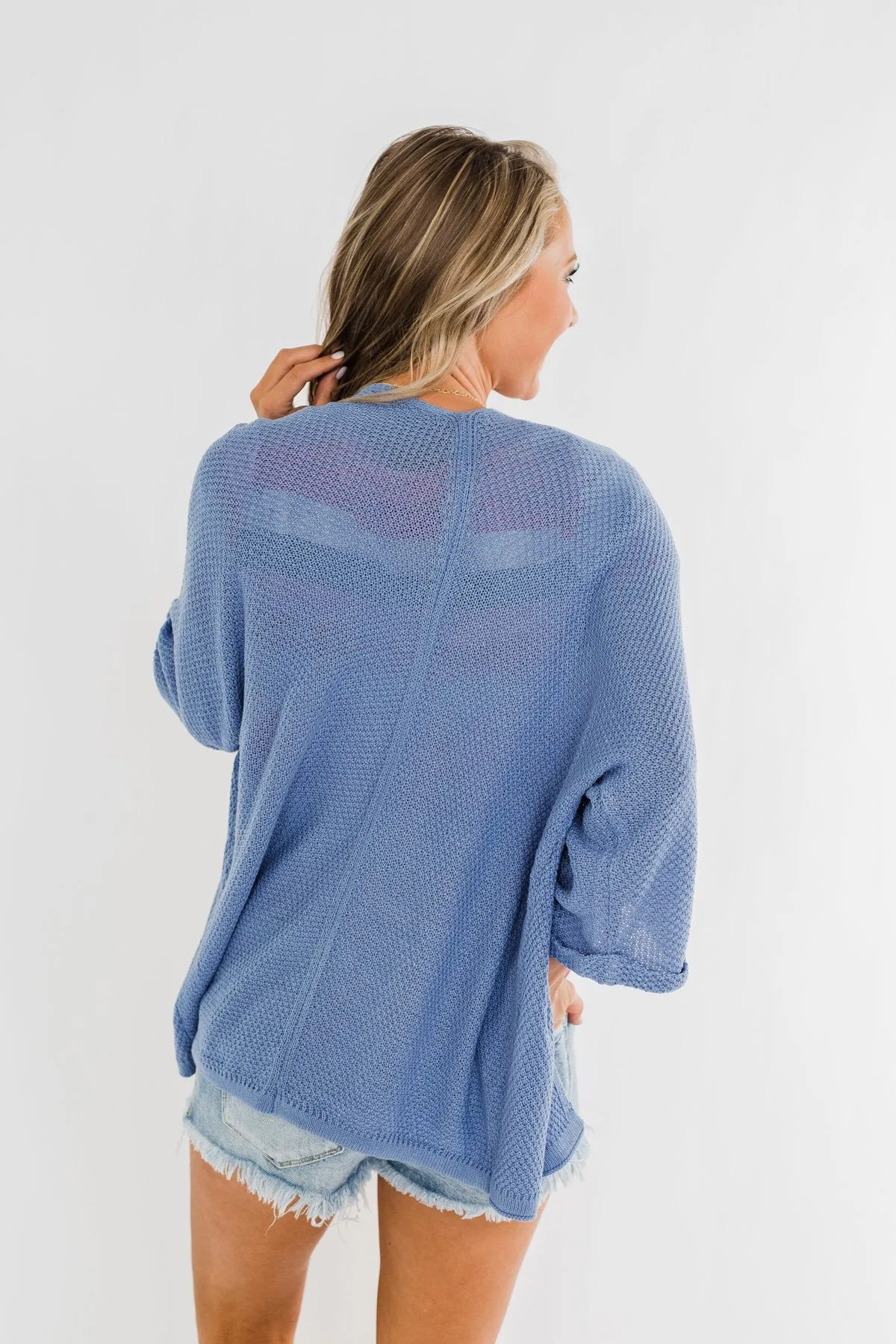 The Perfect Knit Cardigan- Periwinkle