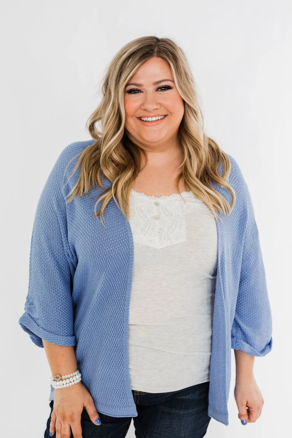 The Perfect Knit Cardigan- Periwinkle