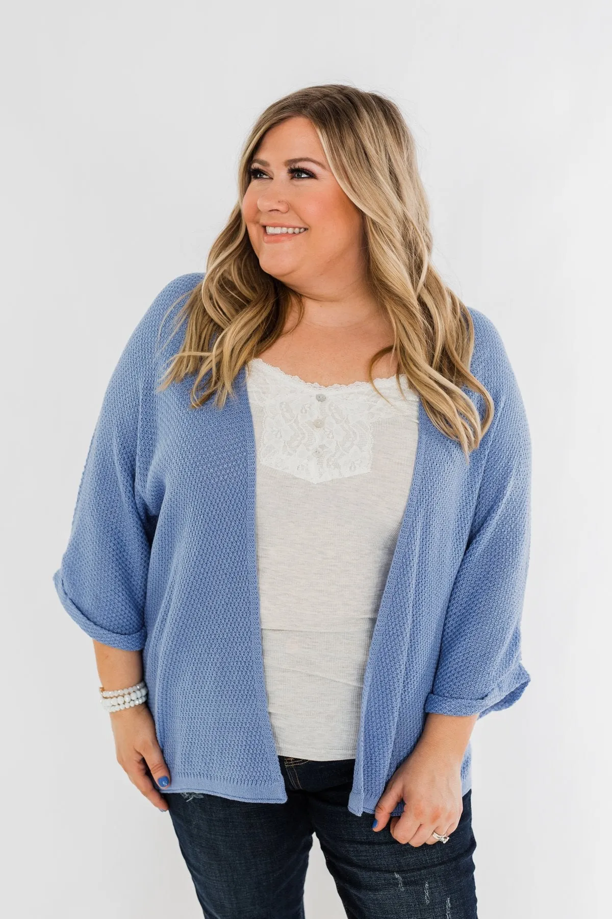 The Perfect Knit Cardigan- Periwinkle