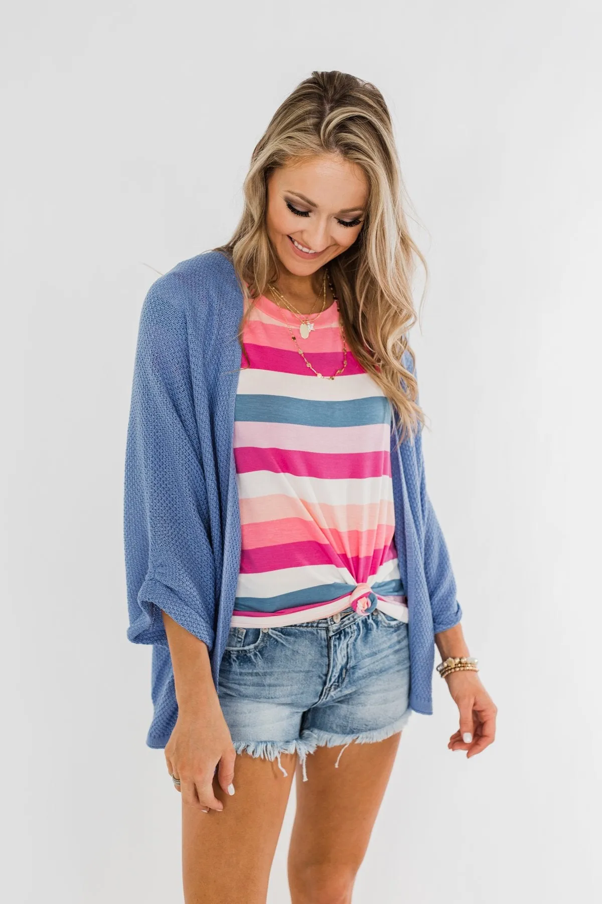 The Perfect Knit Cardigan- Periwinkle