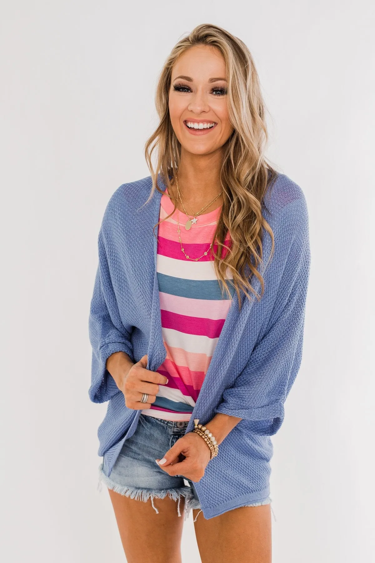 The Perfect Knit Cardigan- Periwinkle