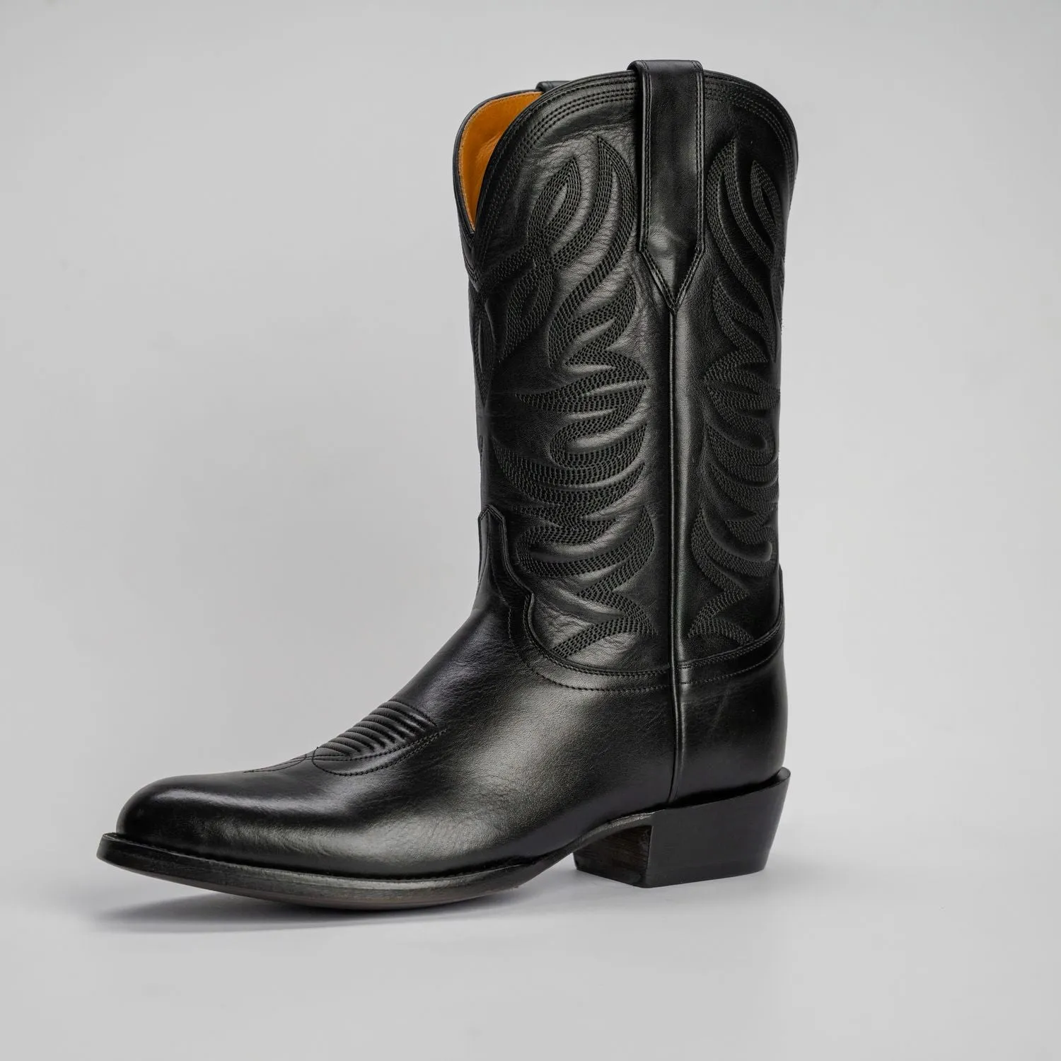 The Sterling | Men's Cowboy Boot | Natural Grain Calfskin Leather | Obsidian