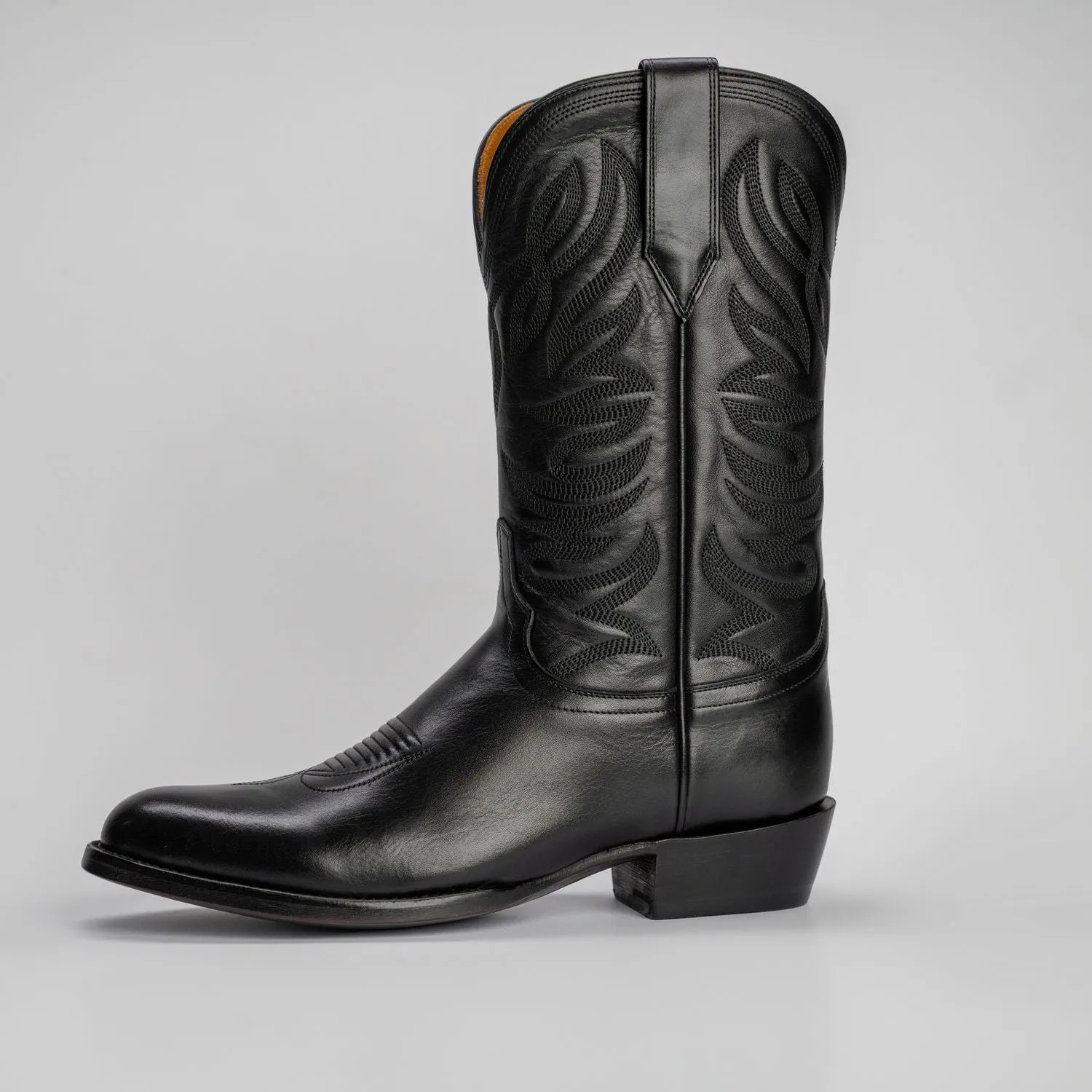 The Sterling | Men's Cowboy Boot | Natural Grain Calfskin Leather | Obsidian