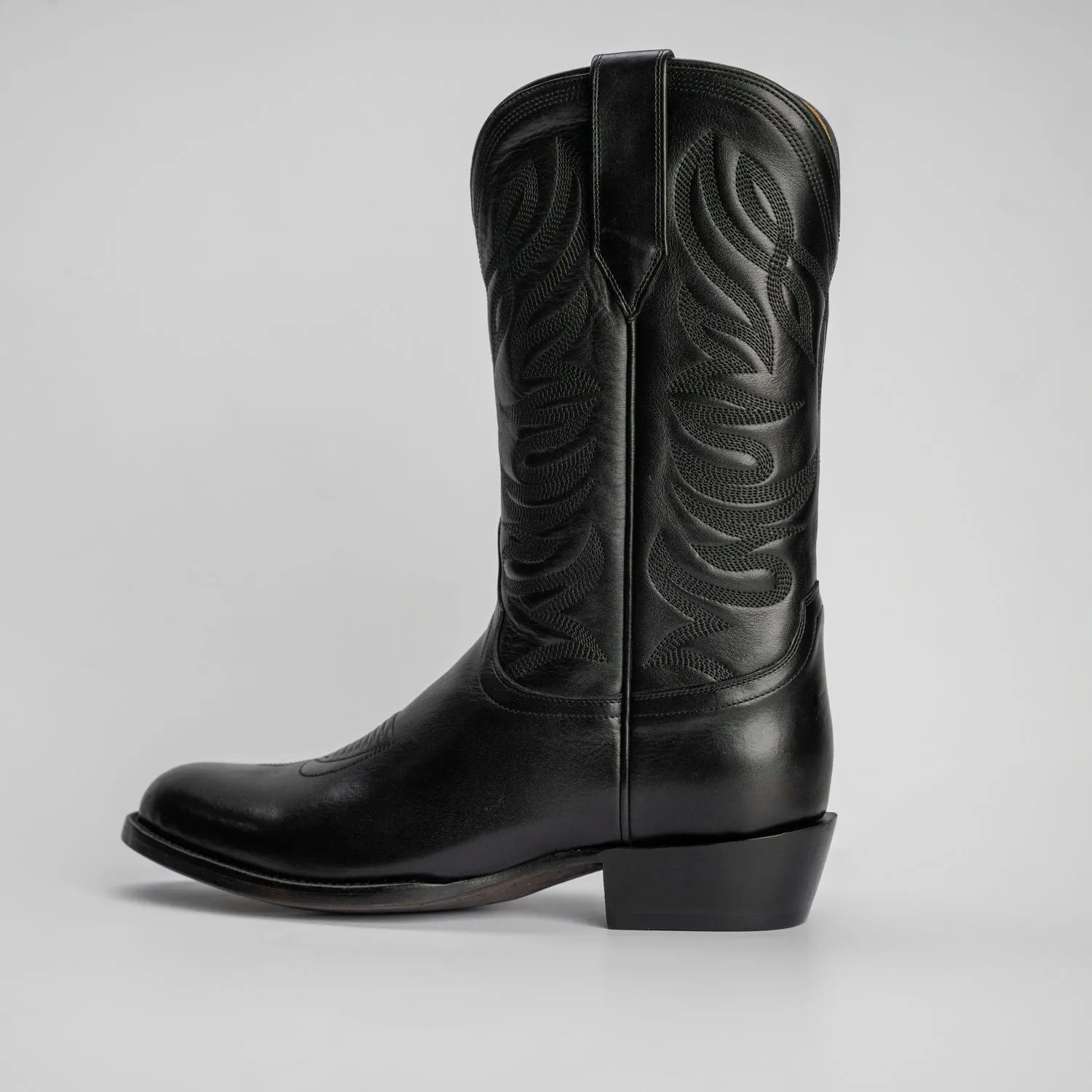 The Sterling | Men's Cowboy Boot | Natural Grain Calfskin Leather | Obsidian