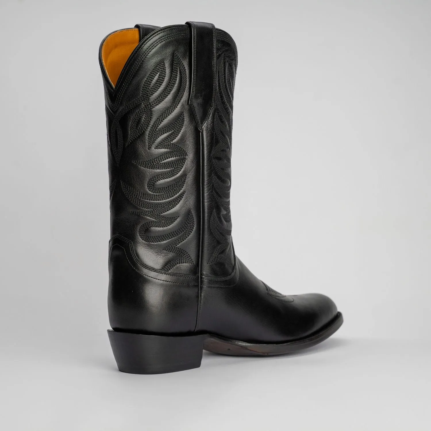 The Sterling | Men's Cowboy Boot | Natural Grain Calfskin Leather | Obsidian