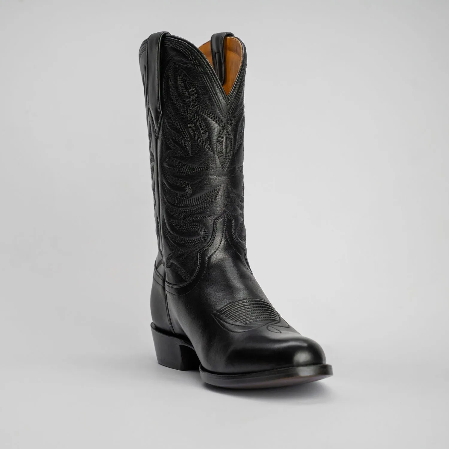 The Sterling | Men's Cowboy Boot | Natural Grain Calfskin Leather | Obsidian