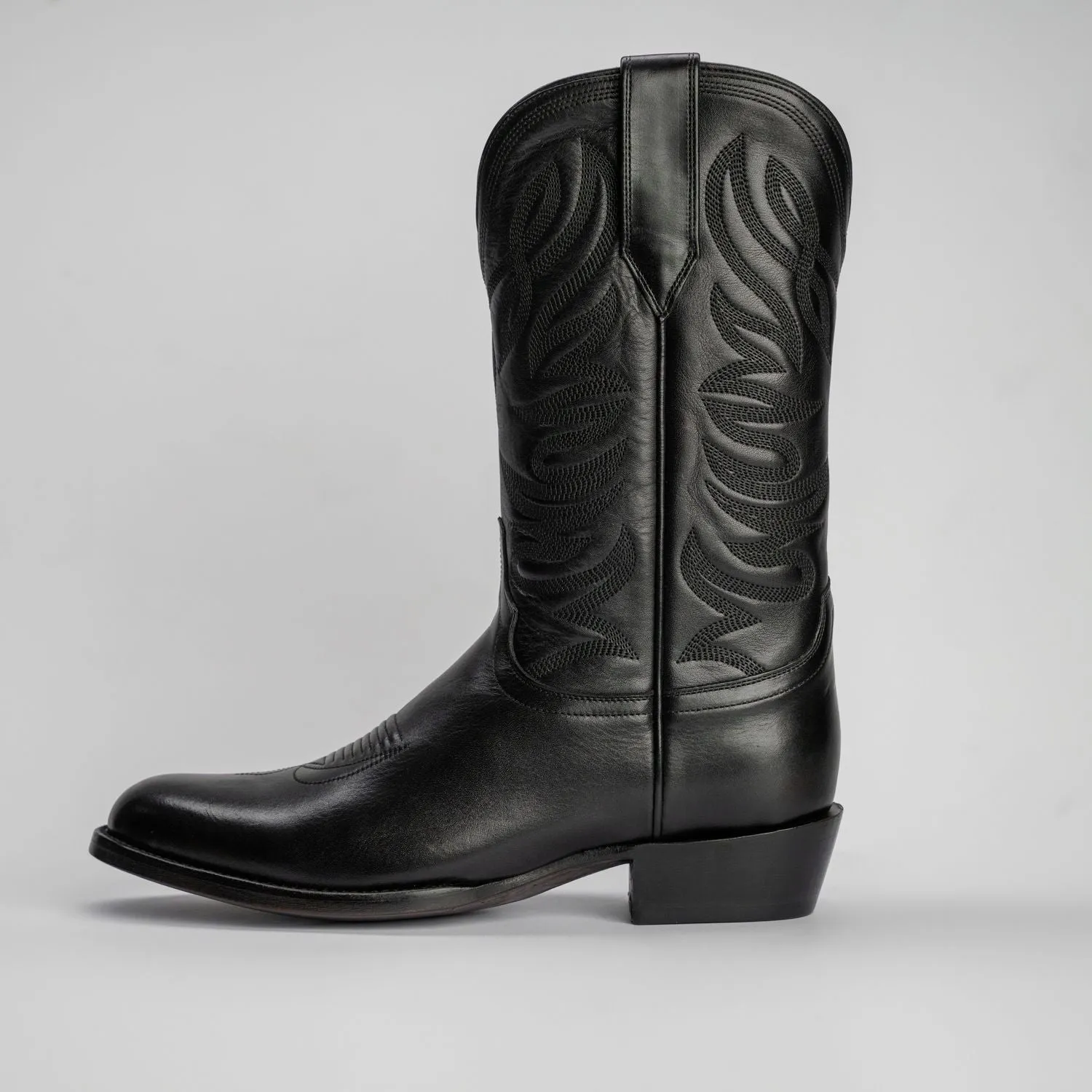 The Sterling | Men's Cowboy Boot | Natural Grain Calfskin Leather | Obsidian