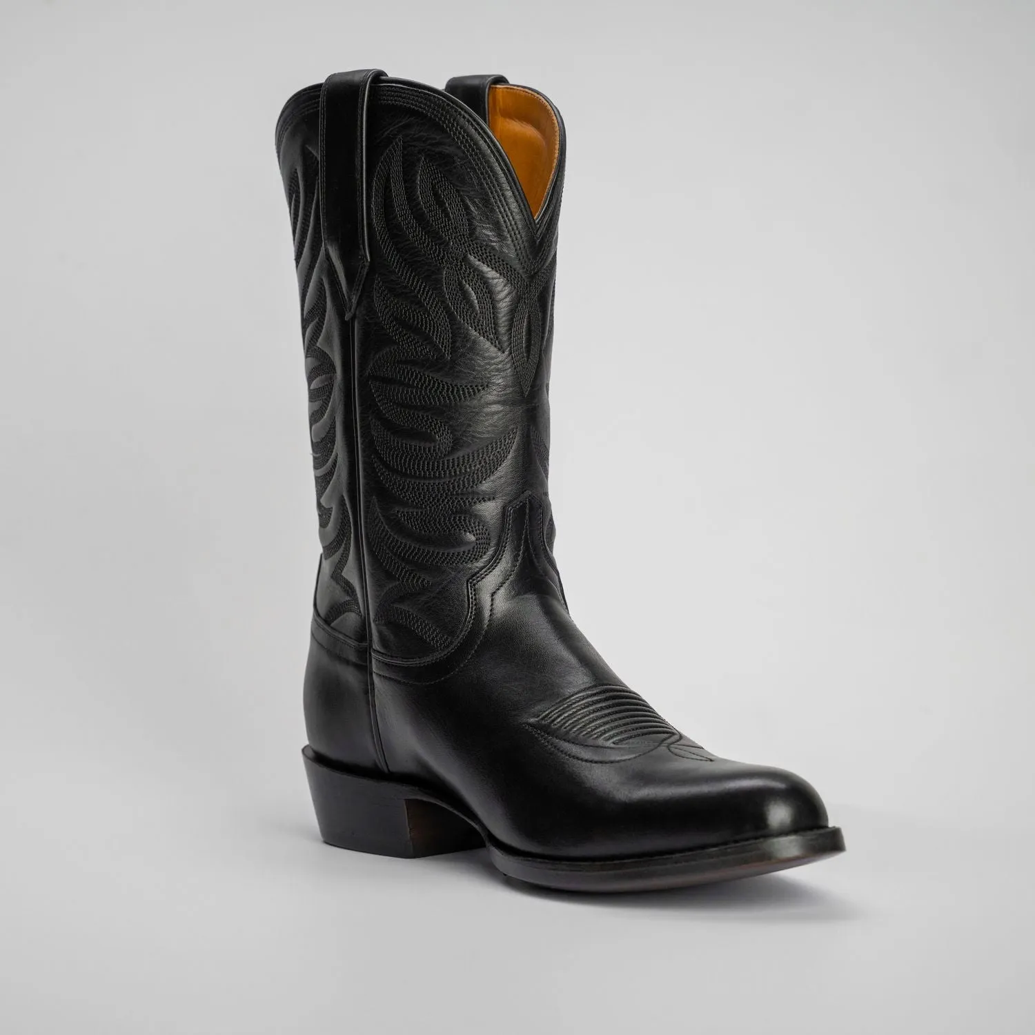 The Sterling | Men's Cowboy Boot | Natural Grain Calfskin Leather | Obsidian