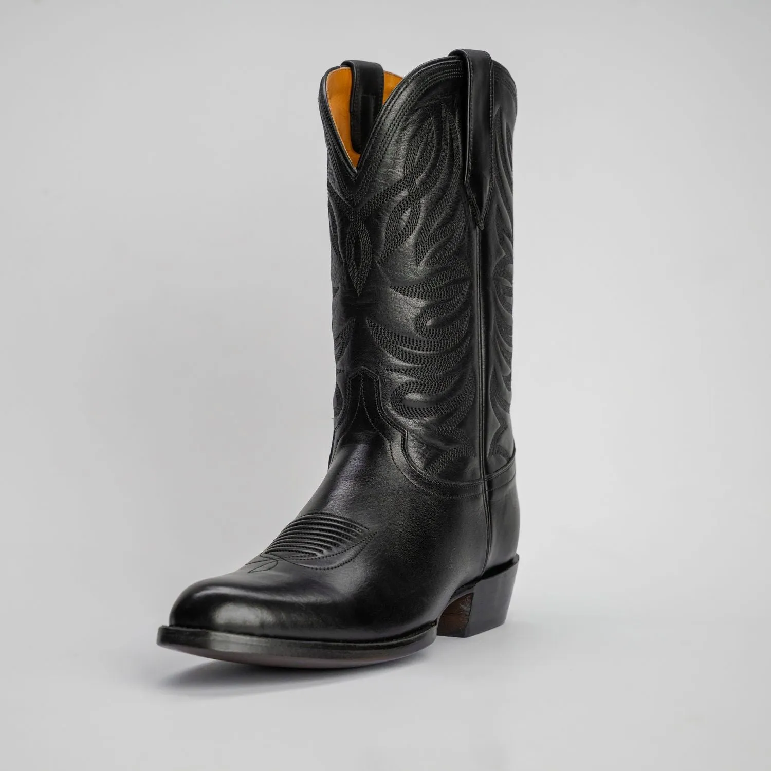 The Sterling | Men's Cowboy Boot | Natural Grain Calfskin Leather | Obsidian