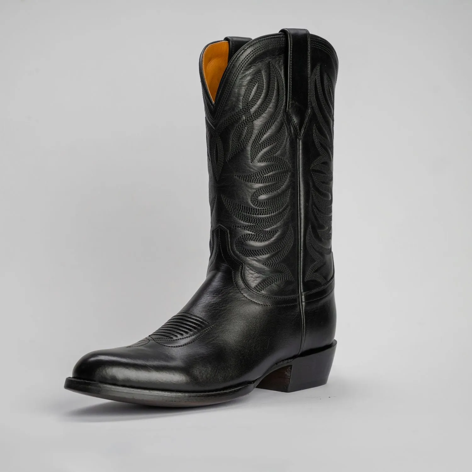 The Sterling | Men's Cowboy Boot | Natural Grain Calfskin Leather | Obsidian