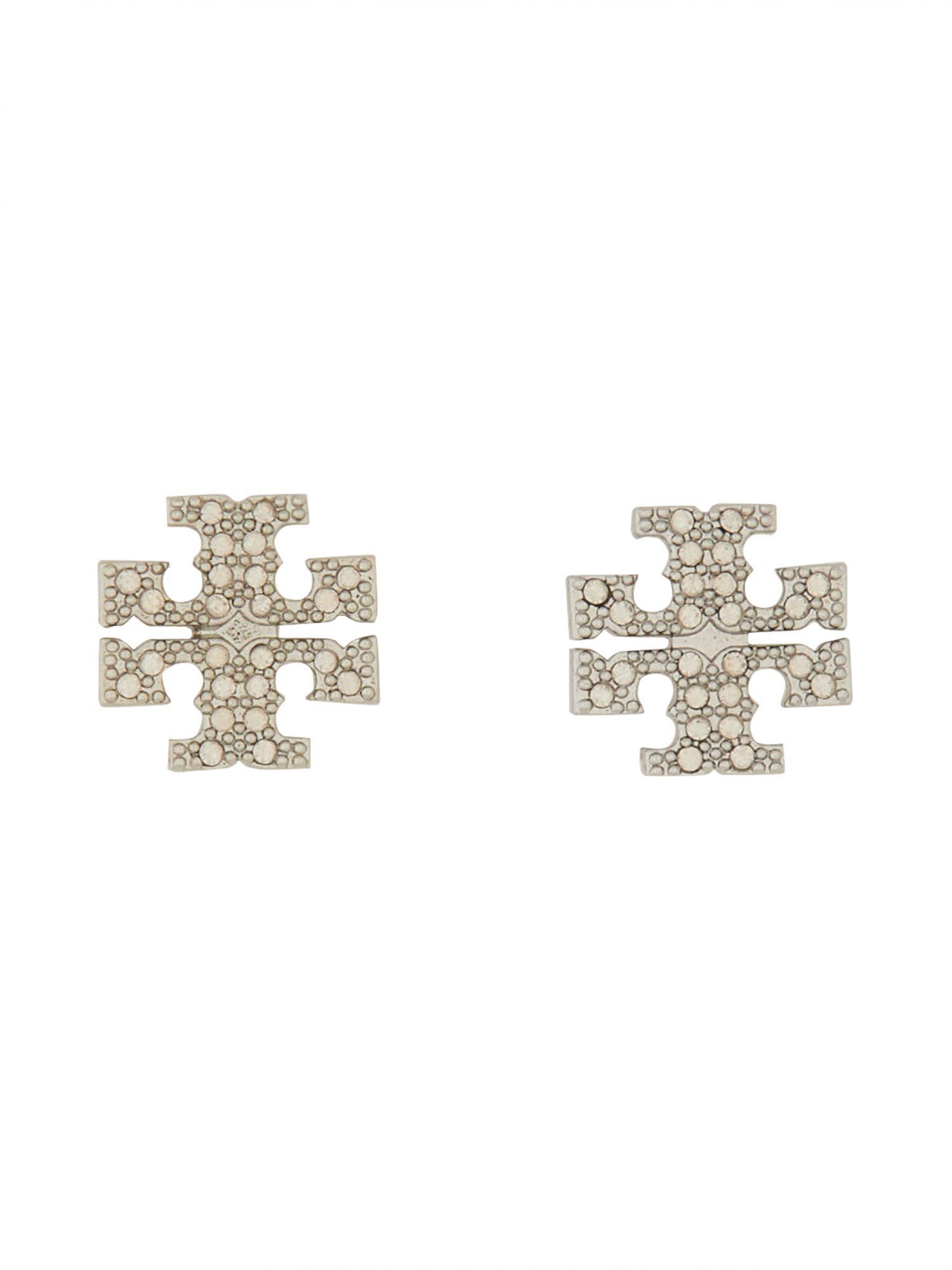 TORY BURCH    BRASS CRYSTAL LOGO EARRINGS