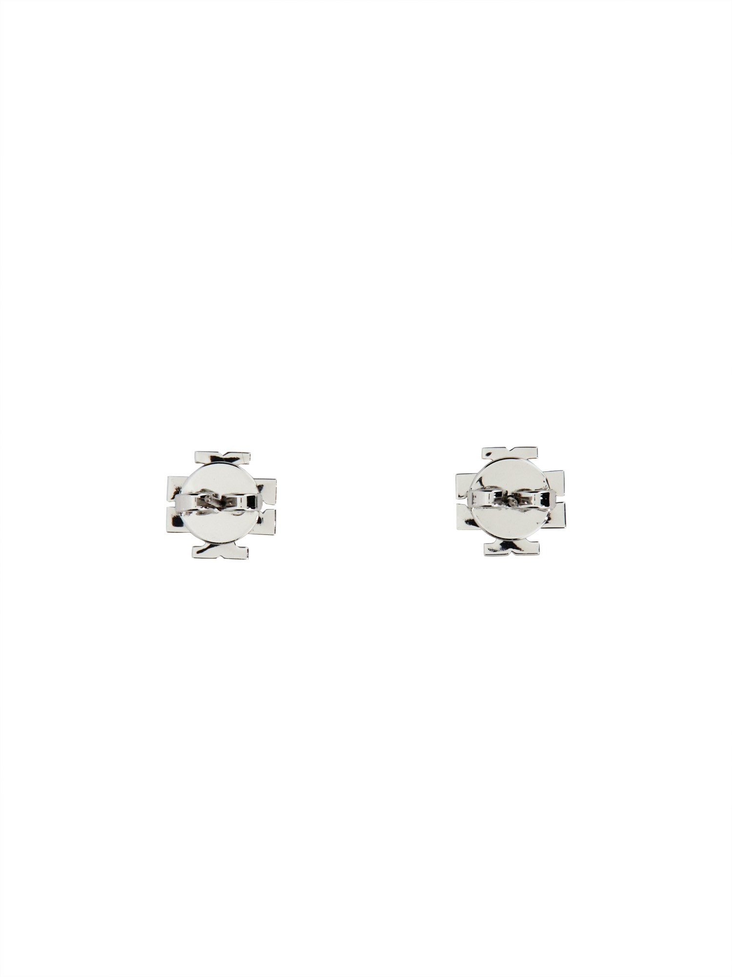 TORY BURCH    BRASS CRYSTAL LOGO EARRINGS