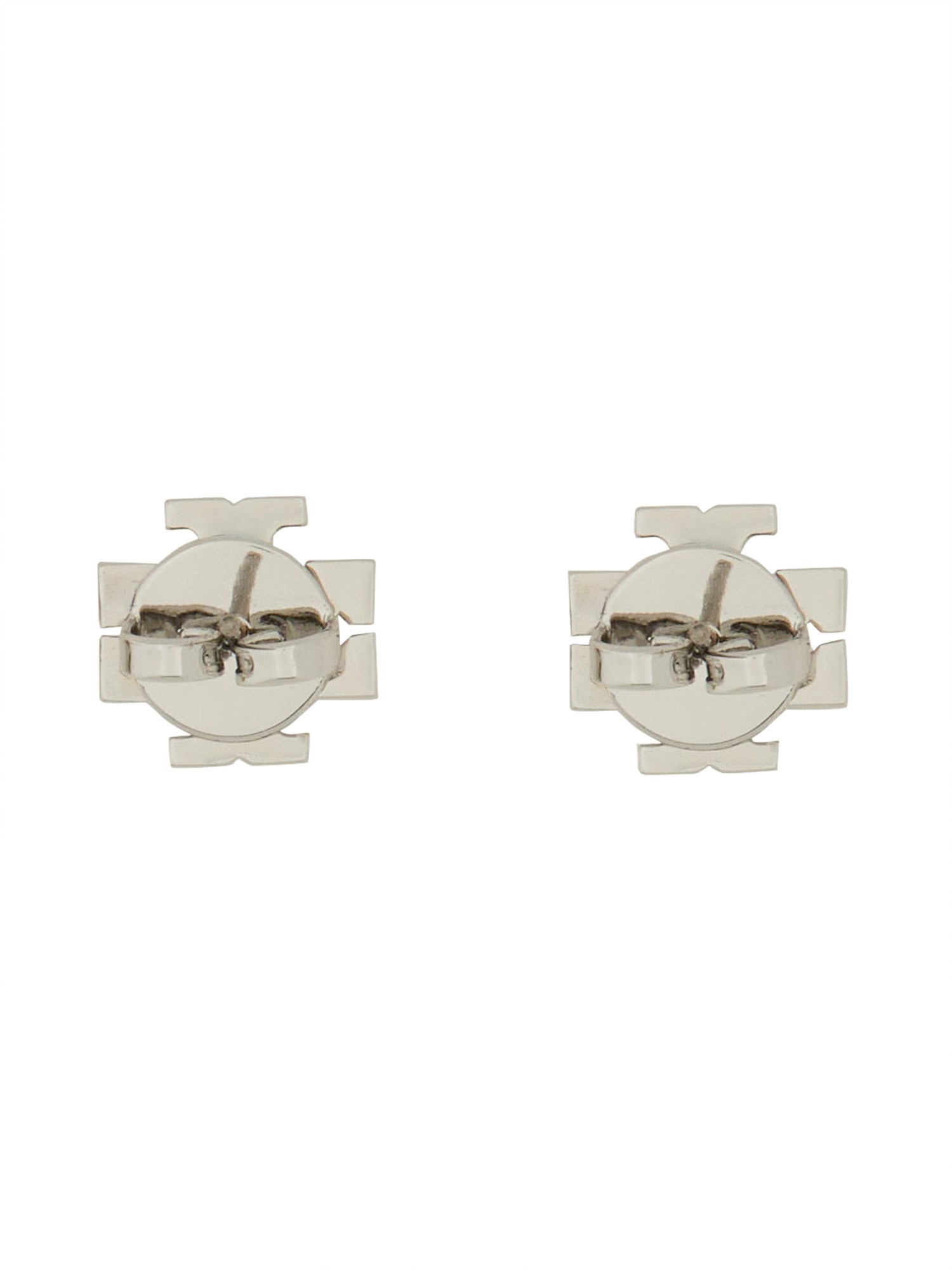 TORY BURCH    BRASS CRYSTAL LOGO EARRINGS