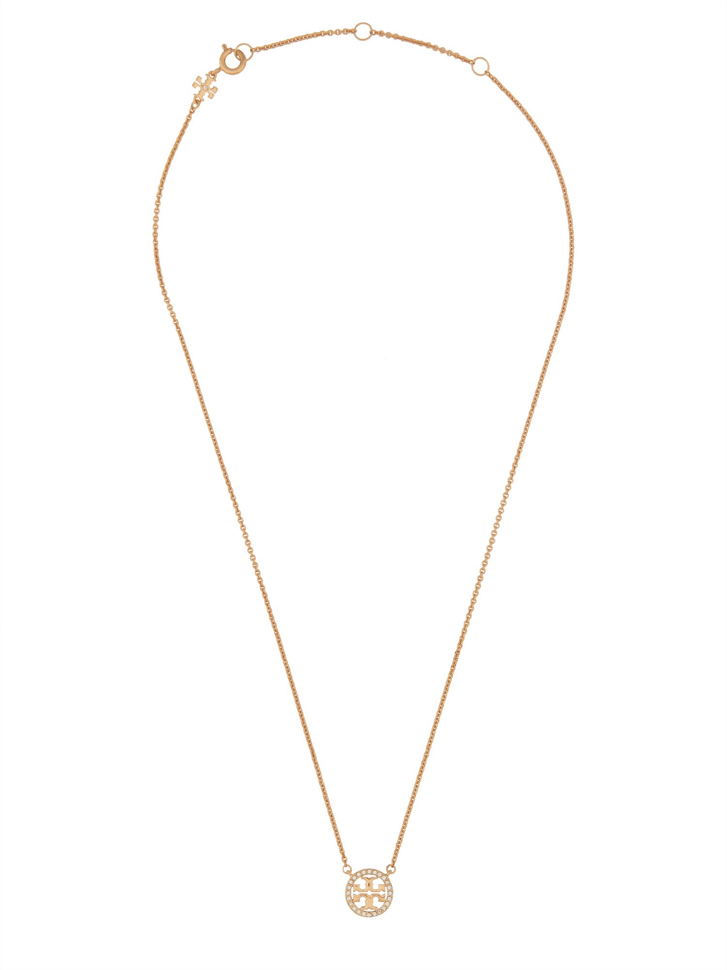 TORY BURCH    CRYSTAL LOGO NECKLACE