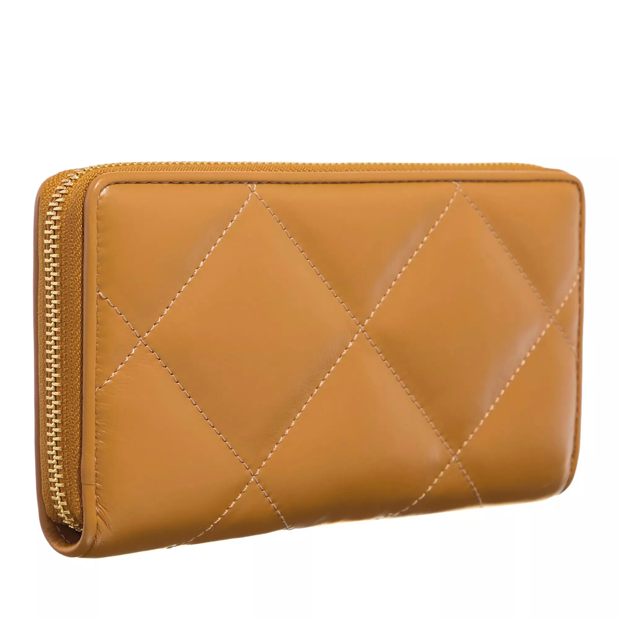 Tory Burch  Kira Diamond Quilt Zip Continental Wallet Tan