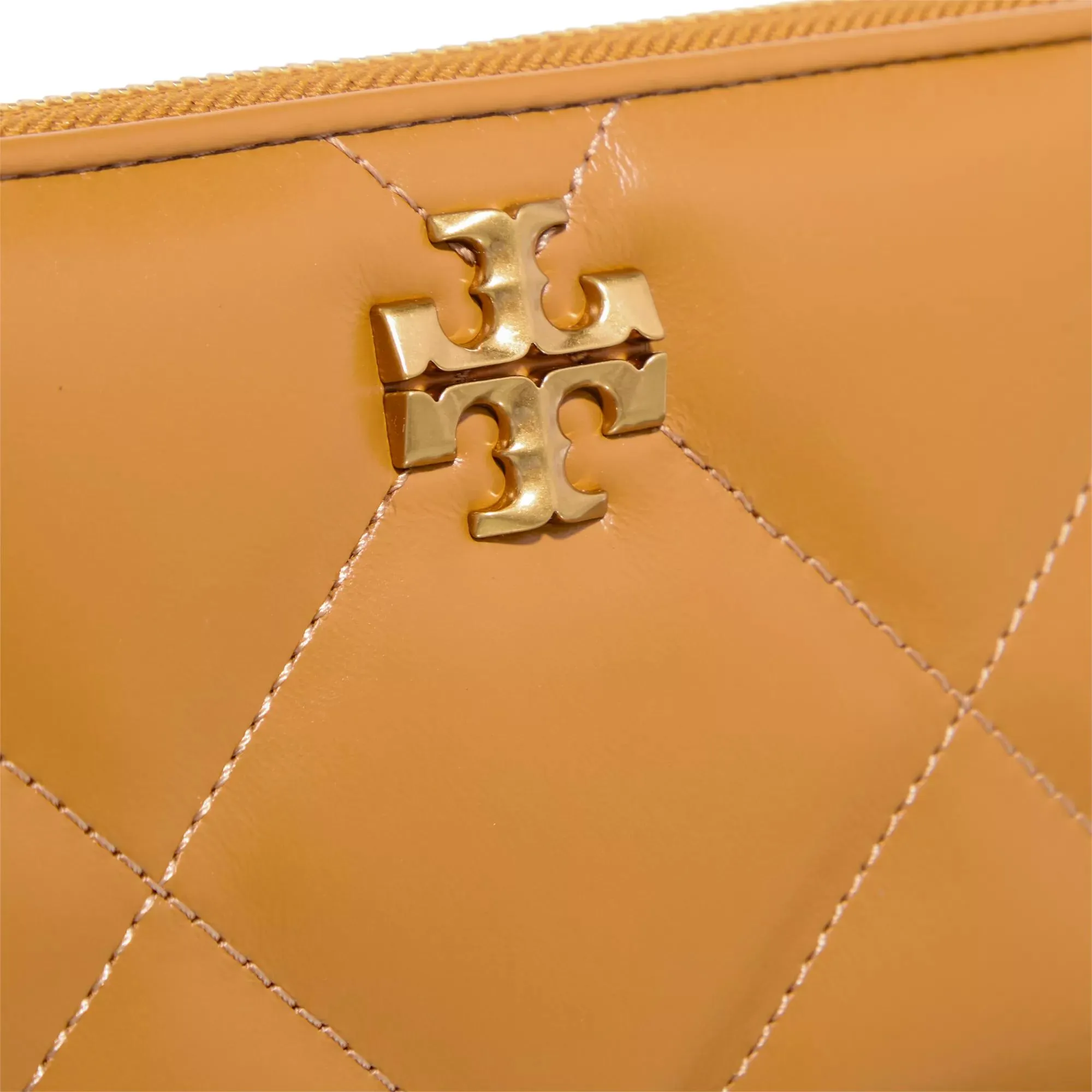 Tory Burch  Kira Diamond Quilt Zip Continental Wallet Tan