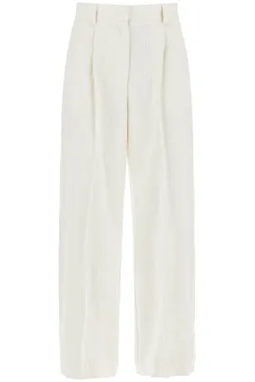 Toteme Silk And Cotton Corduroy Pants Made   White