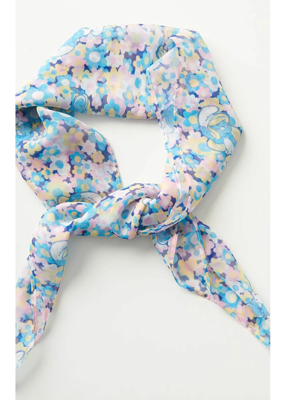 Unique Vintage x The Smurfs Floral Hair Scarf Blue White