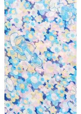 Unique Vintage x The Smurfs Floral Hair Scarf Blue White