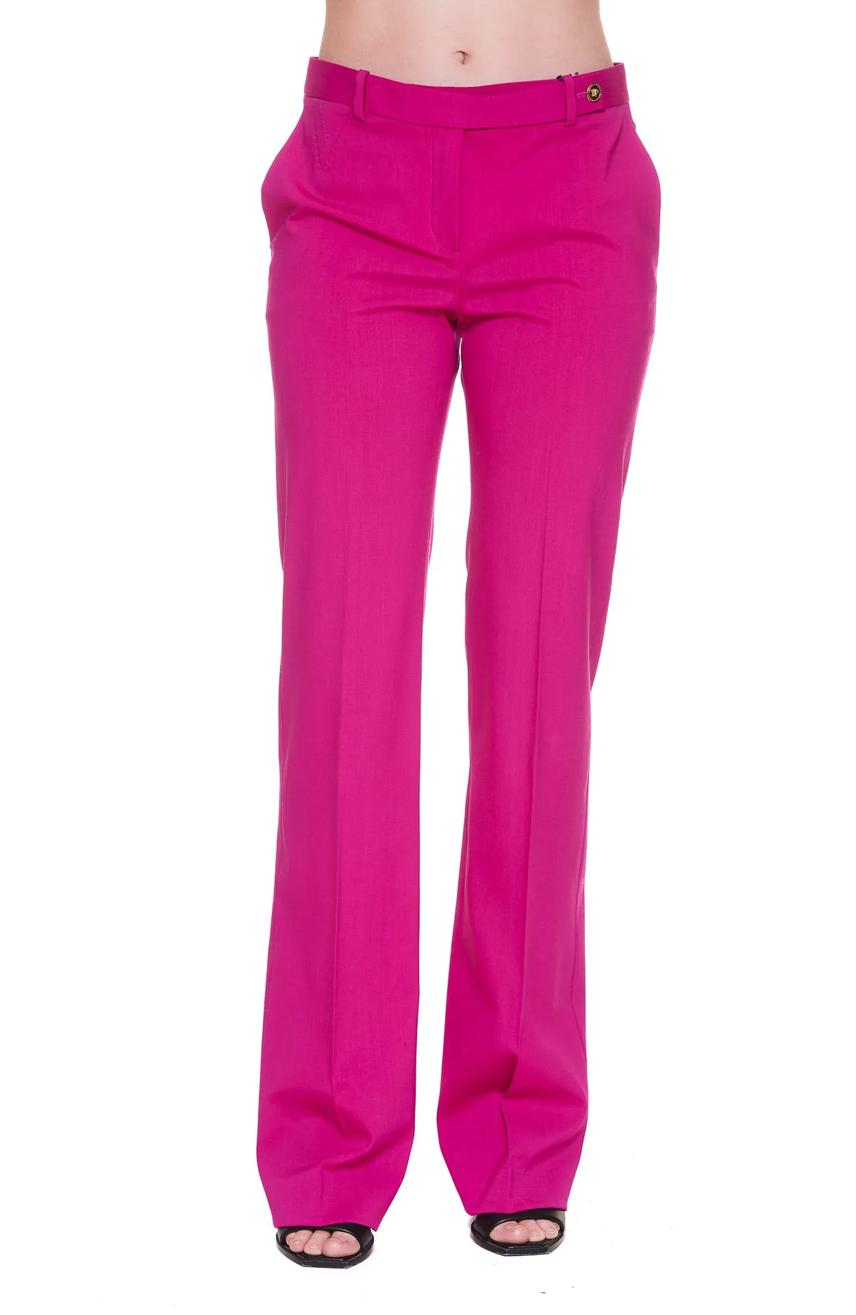 Versace Button Detailed Straight Leg Trousers