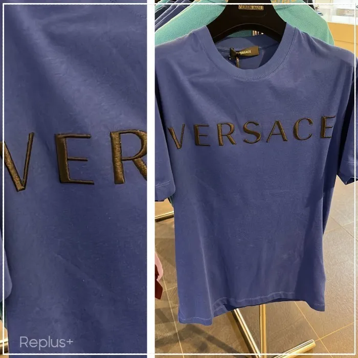 VERSACE  |Crew Neck Pullovers Unisex Street Style Plain Short Sleeves