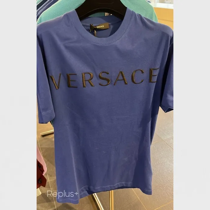 VERSACE  |Crew Neck Pullovers Unisex Street Style Plain Short Sleeves