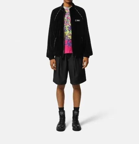 VERSACE JEANS  |Crew Neck Flower Patterns Unisex Street Style Cotton