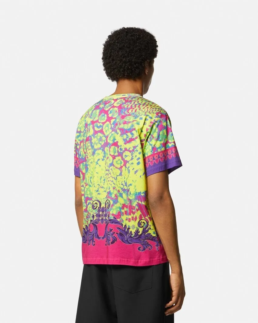 VERSACE JEANS  |Crew Neck Flower Patterns Unisex Street Style Cotton