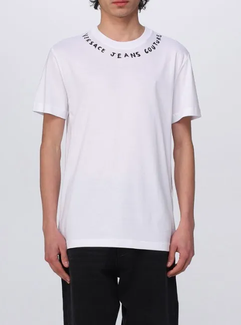 VERSACE JEANS  |Crew Neck Unisex Street Style Plain Cotton Short Sleeves