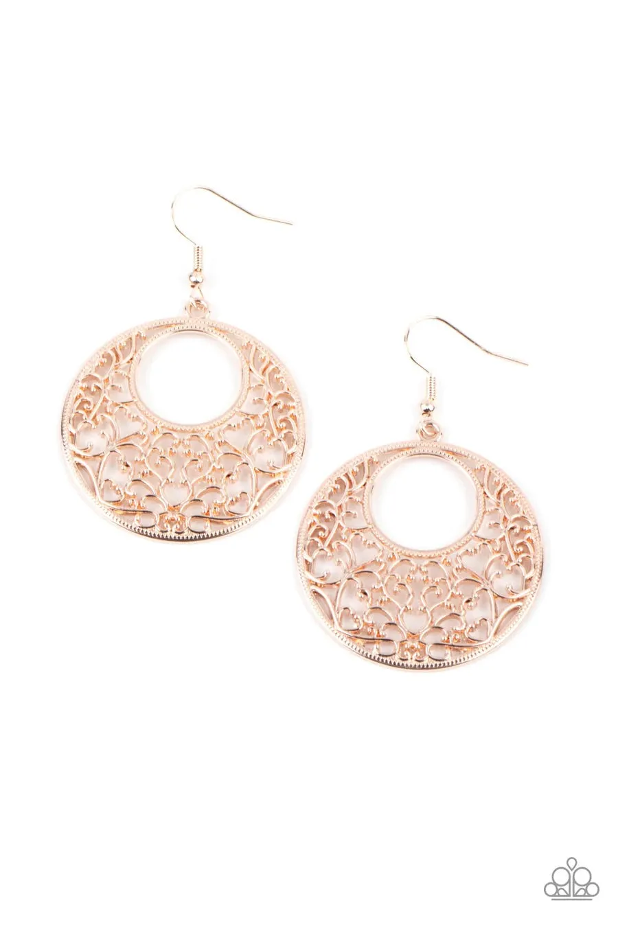 Vineyard Romance - Rose Gold Earrings Paparazzi