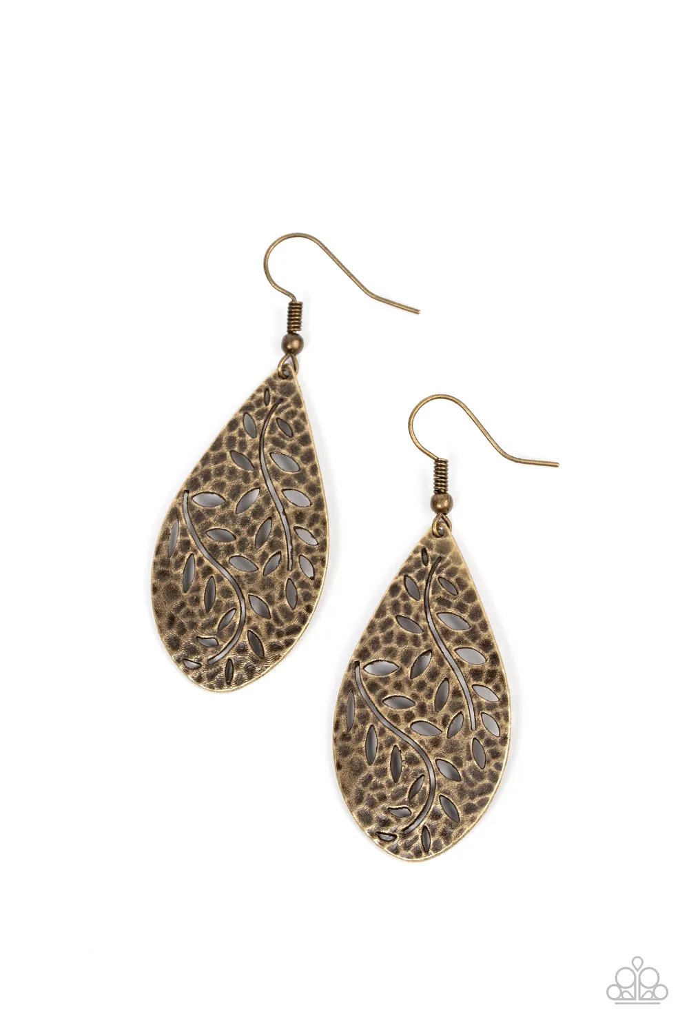 Vineyard Vanity - Brass ~ Paparazzi Earrings