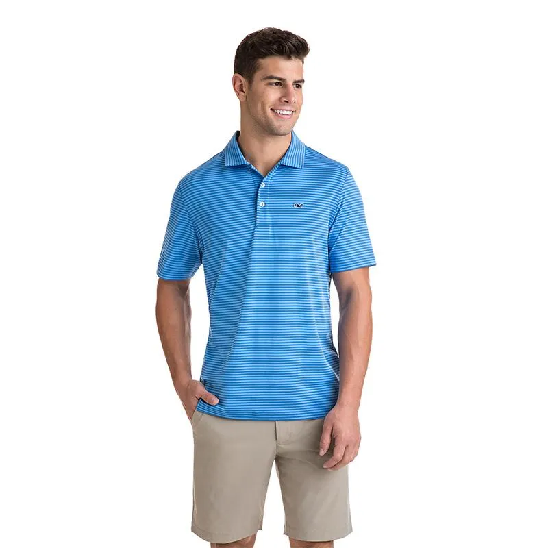 Vineyard Vines Men's Kennedy Stripe Sankaty Performance Polo 1K1083 Blue