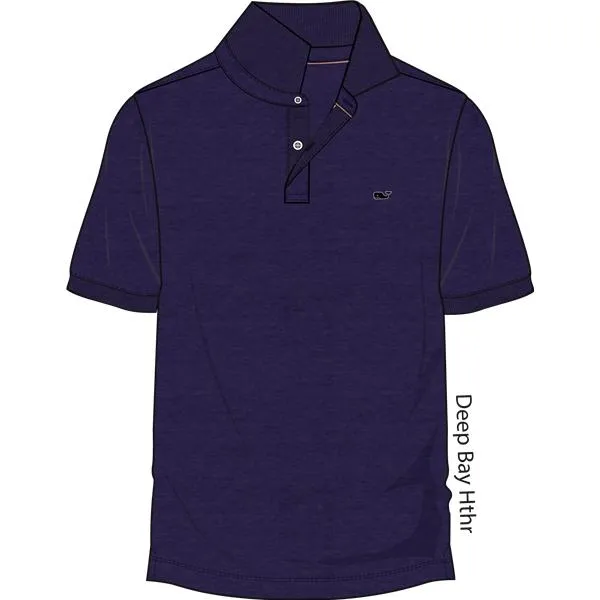 Vineyard Vines Men's Stretch Pique Heather Polo 1K2111 Deep Bay