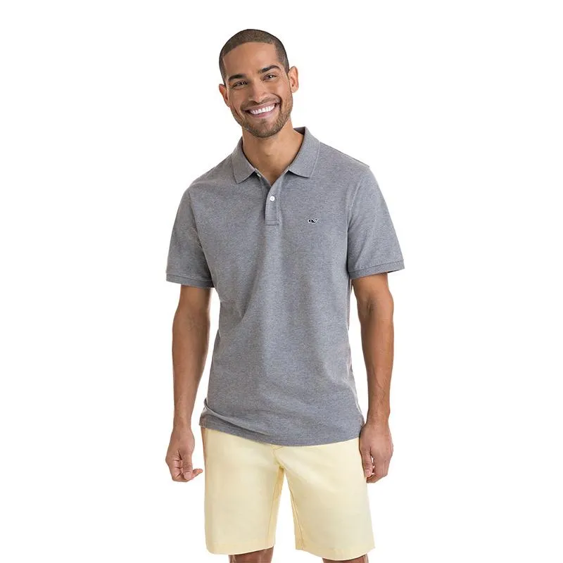 Vineyard Vines Men's Stretch Pique Heather Polo 1K2111 Gray Heather