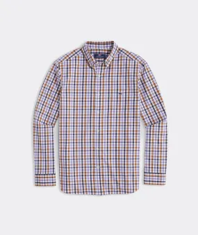 Vineyard Vines Mens Stretch Poplin Check Long Sleeve Woven Shirt