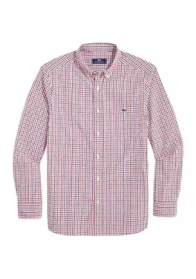 Vineyard Vines Mens Stretch Poplin Tattersall Long Sleeve Button Down Shirt