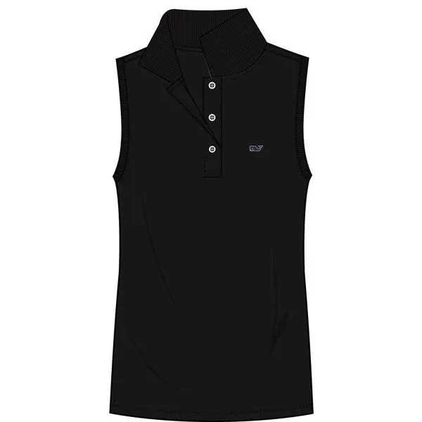 Vineyard Vines Women's Sleeveless Performance Pique Polo 2K1355 Jet Black