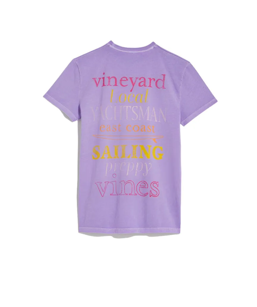 Vineyard Vines Womens Stacked Text Boyfriend Short Sleeve T-Shirt