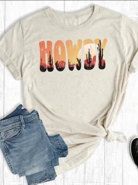 Western Desert Sunset Howdy Graphic Tee