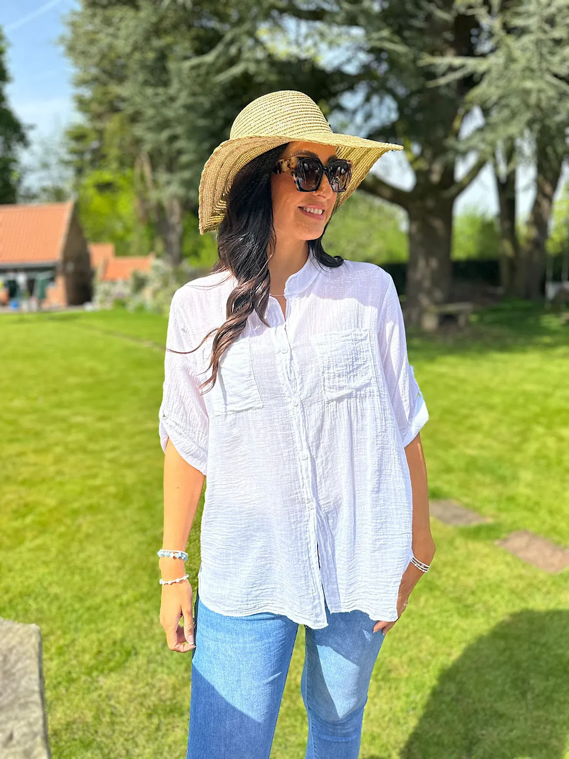 White Lightweight Top Pocket Shirt Hannah