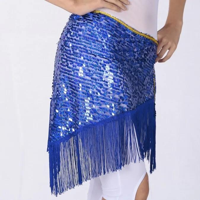 Women Belly Dancing Triangle Hip Scarf With Sequin and Fringe Shining Tassel Dance Wrap Skirt Party Club Stage Costumes