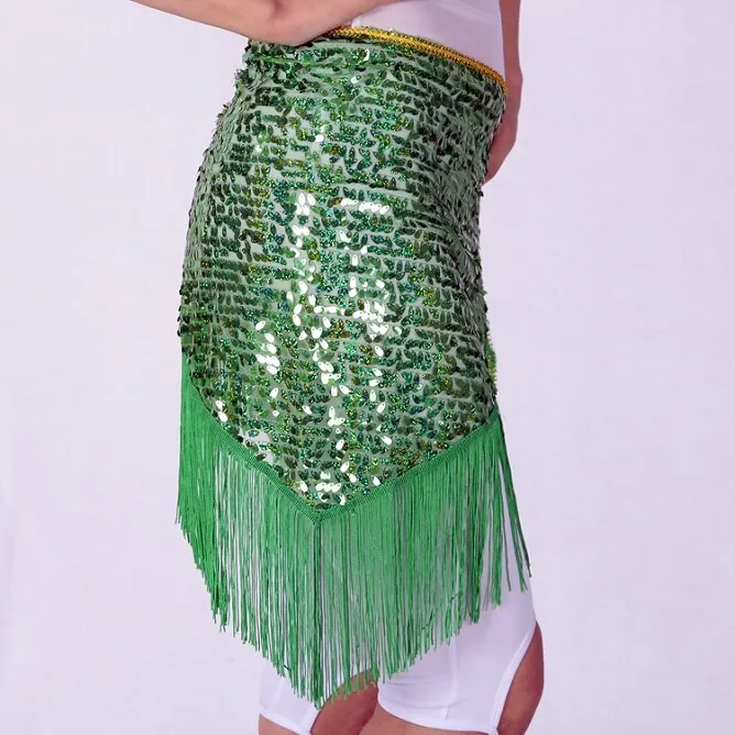 Women Belly Dancing Triangle Hip Scarf With Sequin and Fringe Shining Tassel Dance Wrap Skirt Party Club Stage Costumes