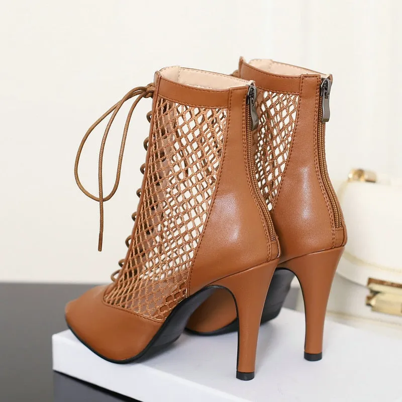 Women's Brown Sexy and Comfort Light Soft Zipper High Heel Boots